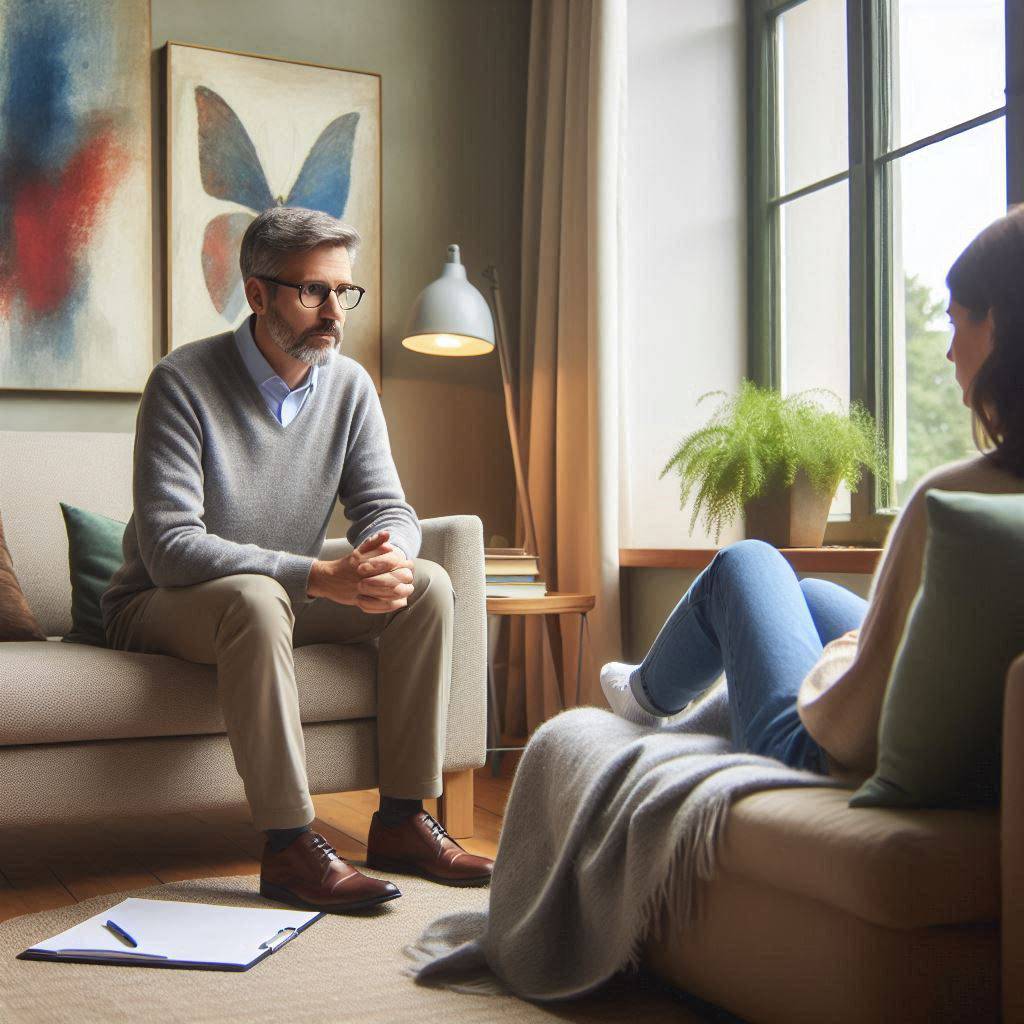 فوق تخصص اعصاب و روان در حال معالجه بیمار بیمار برای درمان، به فوق تخصص اعصاب و روان مراجعه کرده است