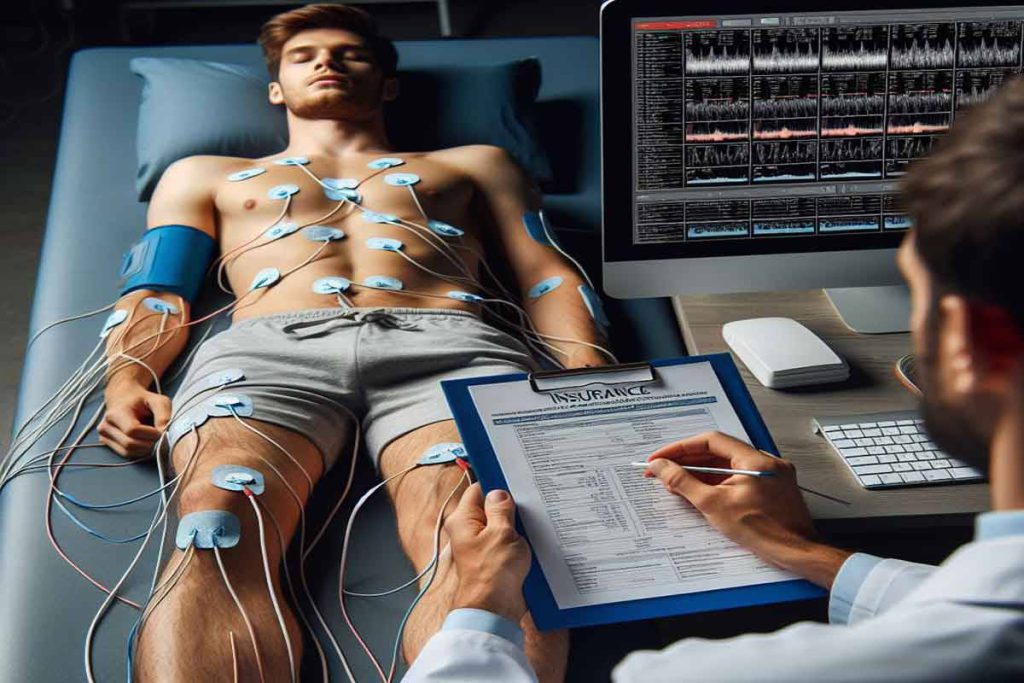 گرفتن نوار عصب کمر و پا از بیمار پزشک از یک آقا نوار عصب کمر و پا می گیرد