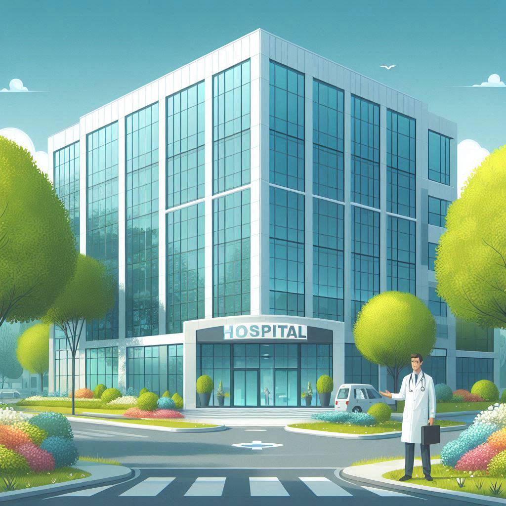 تاثیر سطح بیمارستان در هزینه عمل پزشک متخصص در حیاط بیمارسان ایستاده است