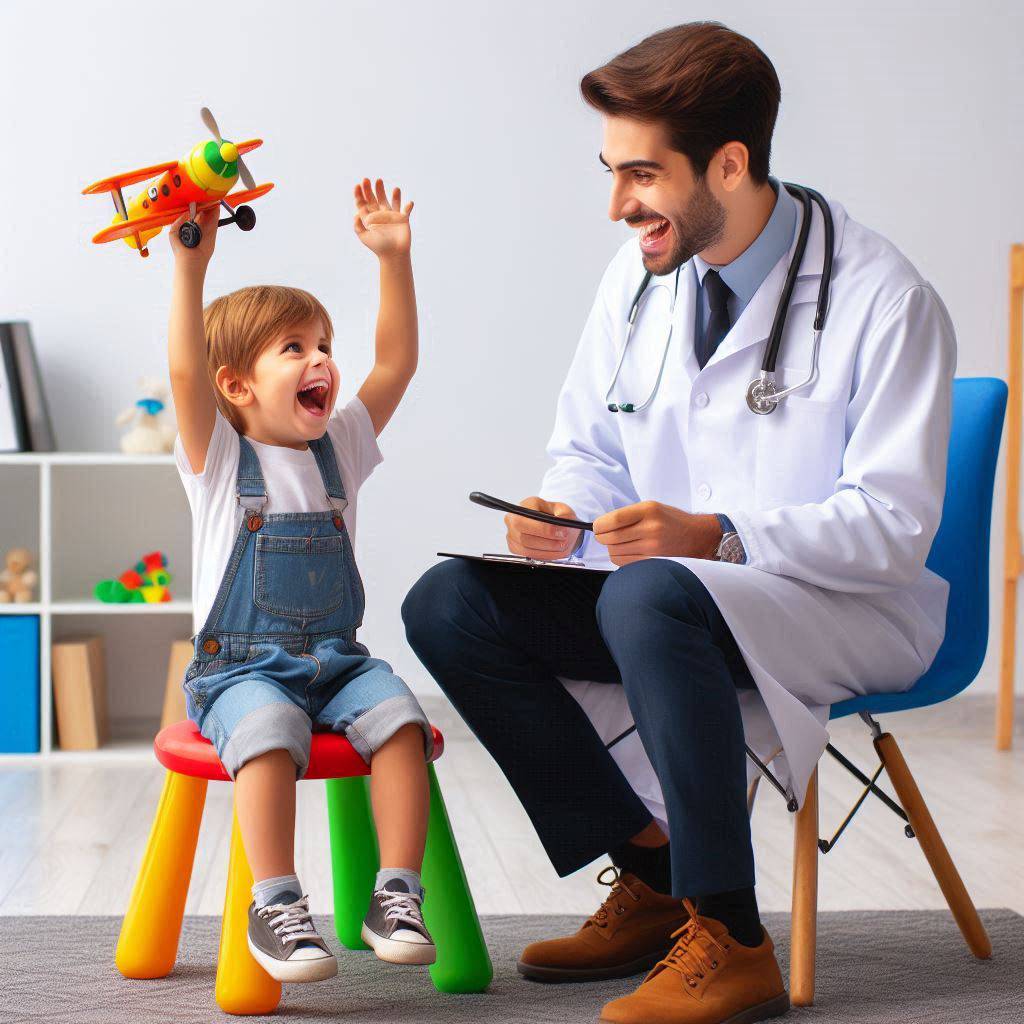 فعالیت های پر جنب و جوش در کودک بیش فعال متخصص در حال صحبت با کودک بیش فعال