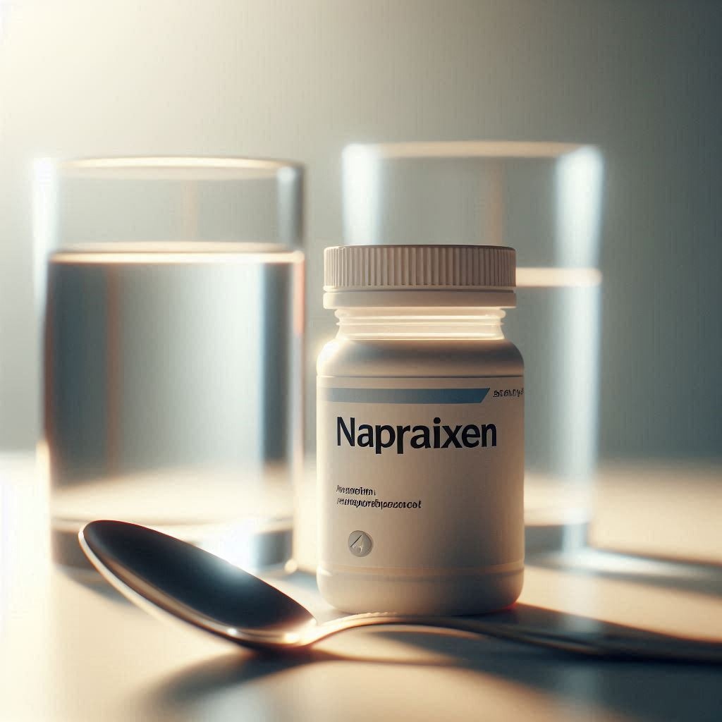 دارودرمانی برای درمان کمردرد داروی ناپروکسین و لیوان آب