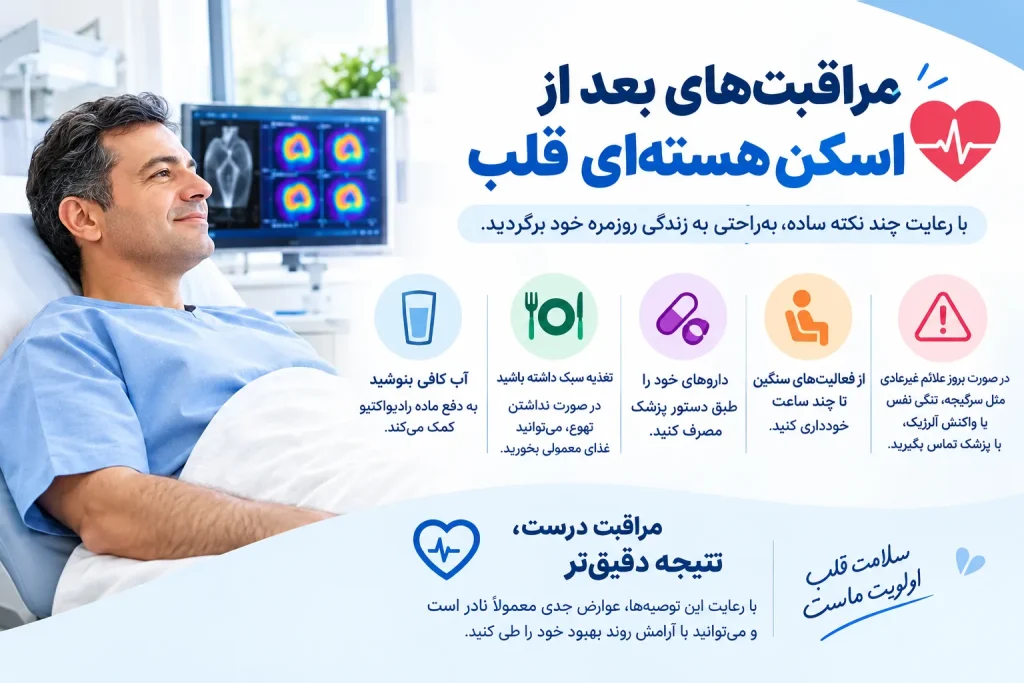 آمادگی و مراقبتها برای اسکن استرس مراقبتهای بعد از اسکن هستهای قلب